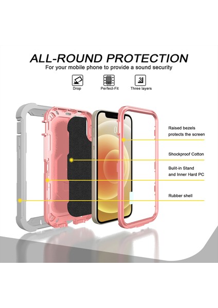 iPhone 12 Mini Için Shockproof Yerleşik Standlı Kılıf (Yurt Dışından)