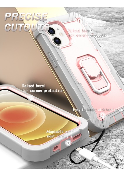 iPhone 12 Mini Için Shockproof Yerleşik Standlı Kılıf (Yurt Dışından)