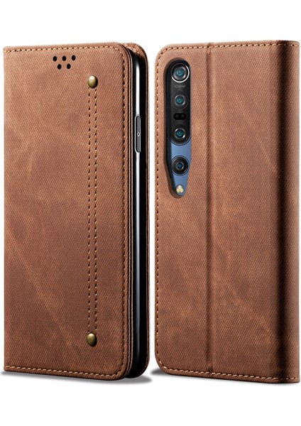 Xiaomi Mi 10 Için Retro Deri Flip Cüzdan Standlı Kılıf (Yurt Dışından)