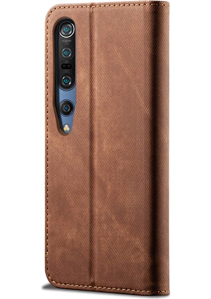 Xiaomi Mi 10 Için Retro Deri Flip Cüzdan Standlı Kılıf (Yurt Dışından)