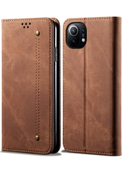 Xiaomi Mi 11 Için Retro Deri Flip Cüzdan Standlı Kılıf (Yurt Dışından)