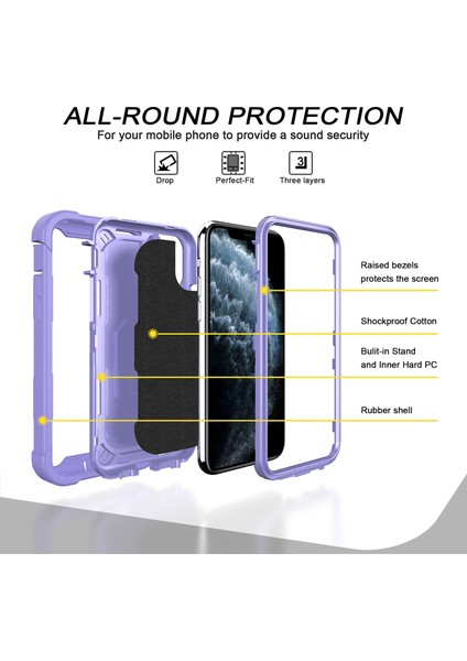 iPhone 11 Pro Max Için Shockproof Yerleşik Standlı Kılıf (Yurt Dışından)