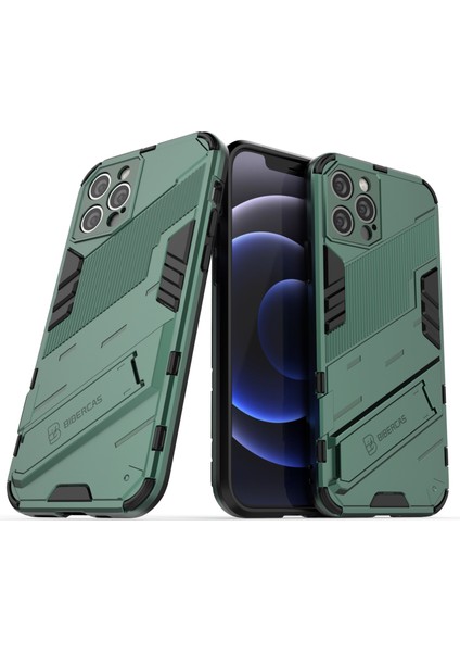 iPhone 12 Pro Için Standlı Ince Sert Pc Tpu Düşme Önleyici Koruyucu Kılıf (Yurt Dışından)