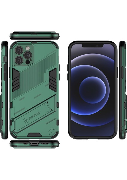 iPhone 12 Pro Için Standlı Ince Sert Pc Tpu Düşme Önleyici Koruyucu Kılıf (Yurt Dışından)