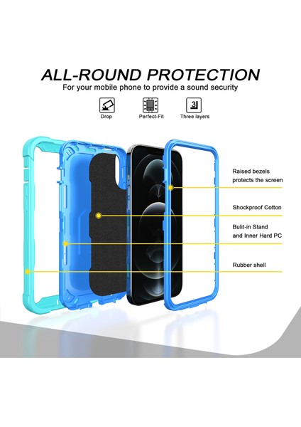 iPhone 12 Pro/iphone 12 Için Shockproof Yerleşik Standlı Kılıf (Yurt Dışından)