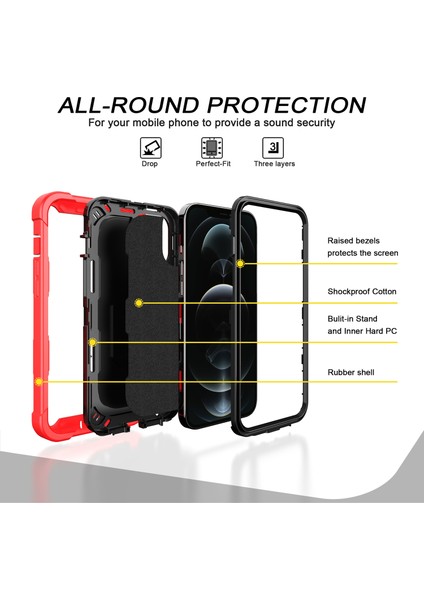 iPhone 12 Pro/iphone 12 Için Shockproof Yerleşik Standlı Kılıf (Yurt Dışından)
