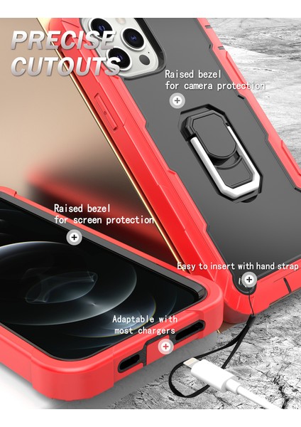 iPhone 12 Pro/iphone 12 Için Shockproof Yerleşik Standlı Kılıf (Yurt Dışından)