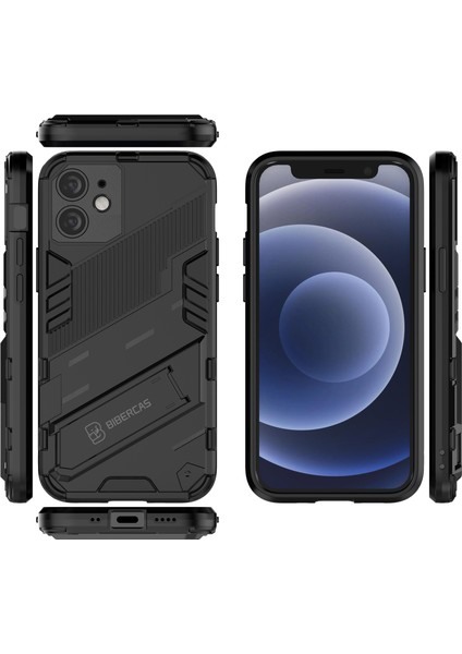 iPhone 12 Mini Için Standlı Ince Sert Pc Tpu Düşme Önleyici Koruyucu Kılıf (Yurt Dışından)