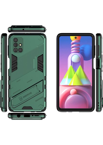 Galaxy M51 Için Standlı Ince Sert Pc Tpu Düşme Önleyici Koruyucu Kılıf (Yurt Dışından)