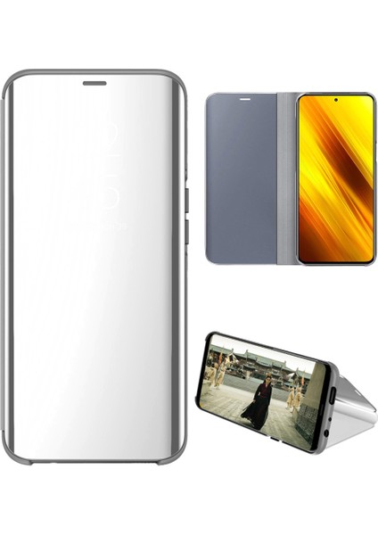 Xiaomi Poco X3 Nfc Için Aynalı Pu Deri Standlı Kılıf (Yurt Dışından)
