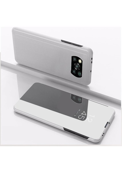Xiaomi Poco X3 Nfc Için Aynalı Pu Deri Standlı Kılıf (Yurt Dışından)