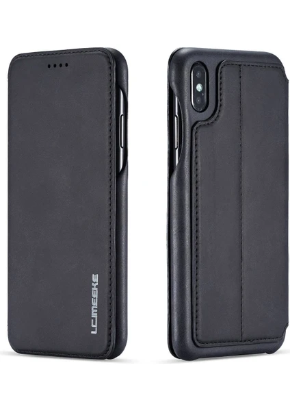 iPhone x / Xs Için Ince Flip Pu Deri Manyetik Standlı Shockproof Kılıf (Yurt Dışından)