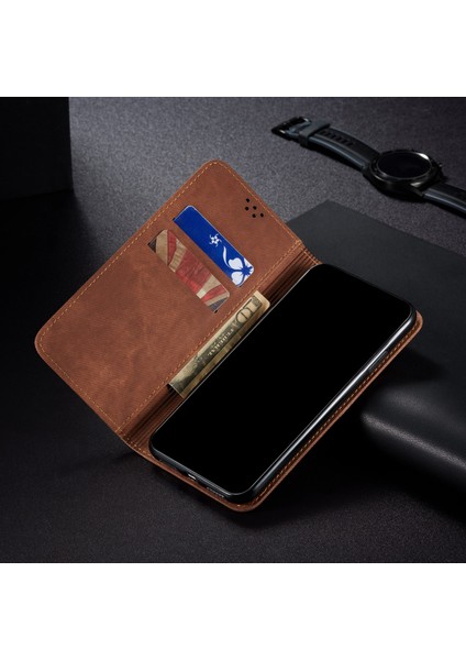 Xiaomi Redmi Note 9t 5g Için Retro Deri Flip Cüzdan Standlı Kılıf (Yurt Dışından)