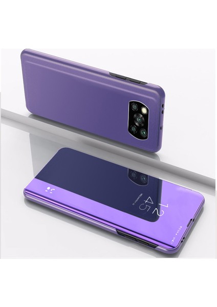 Xiaomi Poco X3 Nfc Için Aynalı Pu Deri Standlı Kılıf (Yurt Dışından)