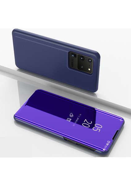 Samsung Galaxy S20 Ultra Için Aynalı Pu Deri Standlı Kılıf (Yurt Dışından)