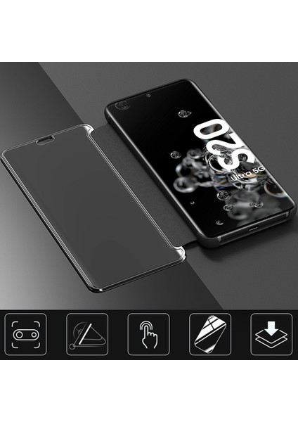 Samsung Galaxy S20 Ultra Için Aynalı Pu Deri Standlı Kılıf (Yurt Dışından)