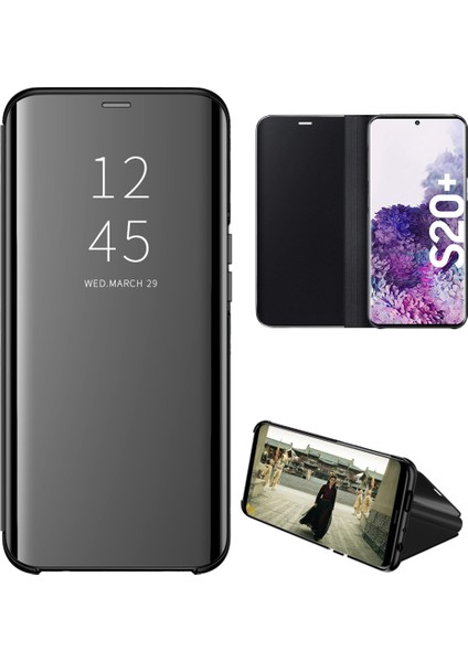 Samsung Galaxy S20 Plus Için Aynalı Pu Deri Standlı Kılıf (Yurt Dışından)