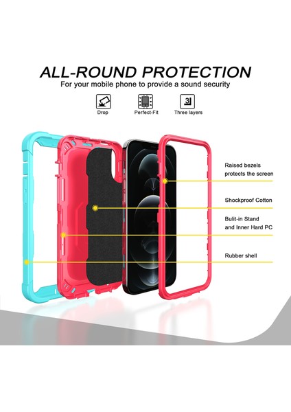 iPhone 12 Pro/iphone 12 Için Shockproof Yerleşik Standlı Kılıf (Yurt Dışından) fiyatları