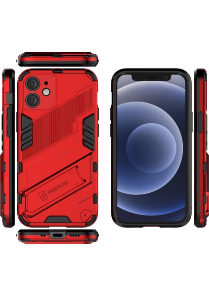 iPhone 12 Mini Için Standlı Ince Sert Pc Tpu Düşme Önleyici Koruyucu Kılıf (Yurt Dışından)