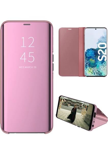 Samsung Galaxy S20 Için Aynalı Pu Deri Standlı Kılıf (Yurt Dışından)