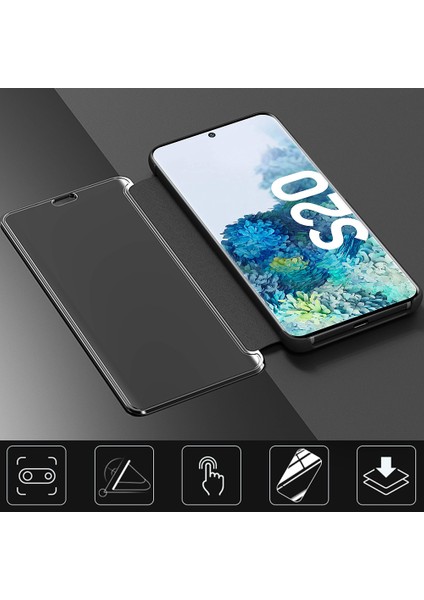 Samsung Galaxy S20 Için Aynalı Pu Deri Standlı Kılıf (Yurt Dışından)