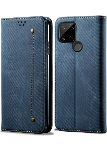 Oppo Realme C21 Için Retro Deri Flip Cüzdan Standlı Kılıf (Yurt Dışından)