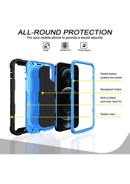 iPhone 12 Pro Max Için Shockproof Yerleşik Standlı Kılıf (Yurt Dışından)