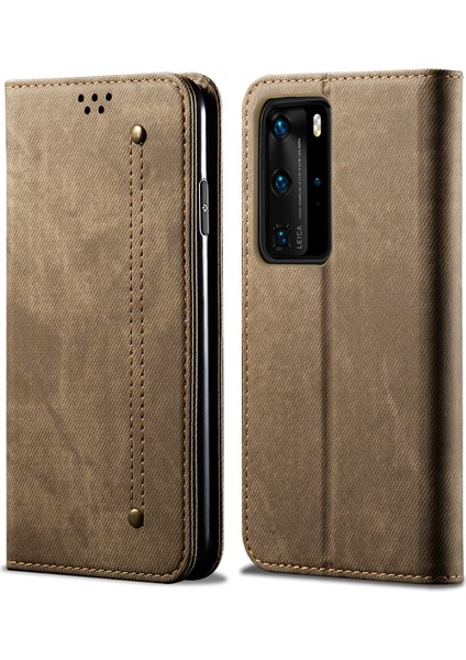 Huawei P40 Pro Için Retro Deri Flip Cüzdan Standlı Kılıf (Yurt Dışından)