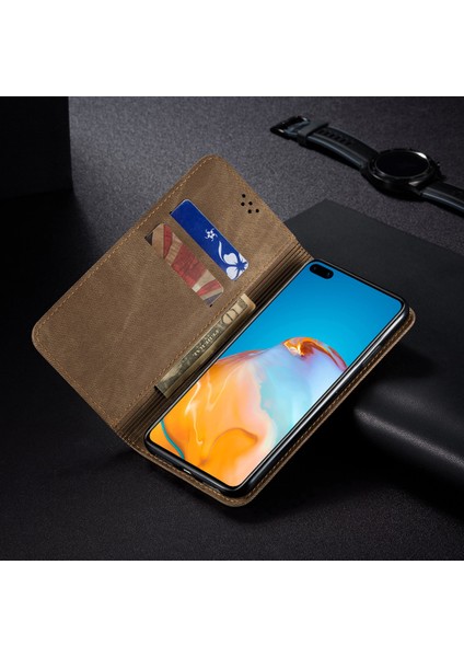Huawei P40 Pro Için Retro Deri Flip Cüzdan Standlı Kılıf (Yurt Dışından)
