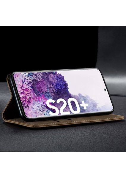 Samsung Galaxy S20 Plus Için Retro Deri Flip Cüzdan Standlı Kılıf (Yurt Dışından)