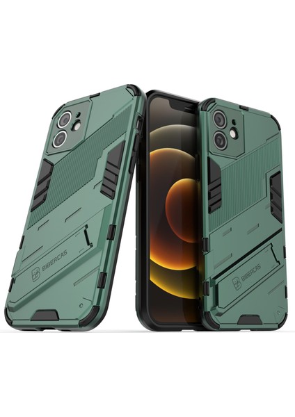 iPhone 12 Için Standlı Ince Sert Pc Tpu Düşme Önleyici Koruyucu Kılıf (Yurt Dışından)