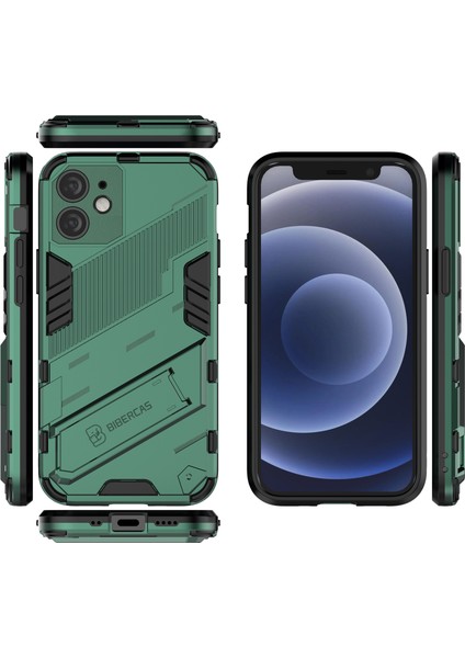 iPhone 12 Mini Için Standlı Ince Sert Pc Tpu Düşme Önleyici Koruyucu Kılıf (Yurt Dışından)