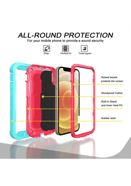 iPhone 12 Mini Için Shockproof Yerleşik Standlı Kılıf (Yurt Dışından)