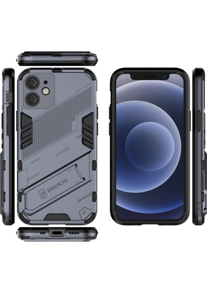 iPhone 12 Mini Için Standlı Ince Sert Pc Tpu Düşme Önleyici Koruyucu Kılıf (Yurt Dışından)