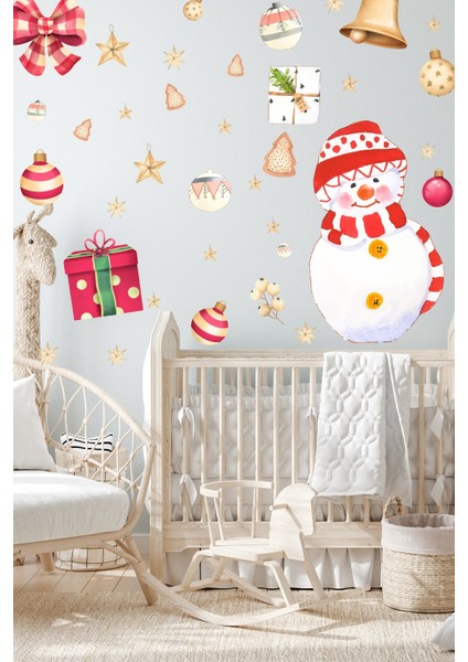 Yılbaşı Sticker Kardan Adam ve Yeni Yıl Çocuk Odası Sticker Seti