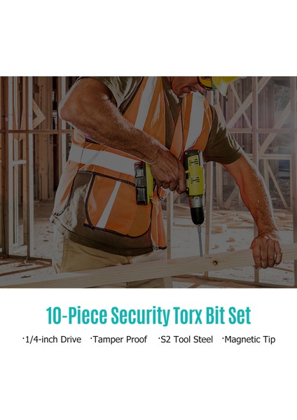 10 Parçalı Güvenlik Torx Bit Seti 1/4 Inç Sürücü Kurcalamaya T27 (Yurt Dışından)