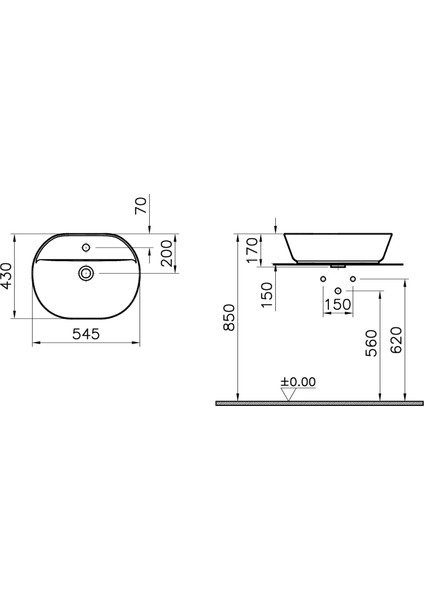 Geo 7428B003-0001 Oval Çanak Lavabo, 55 cm, Beyaz fiyatları