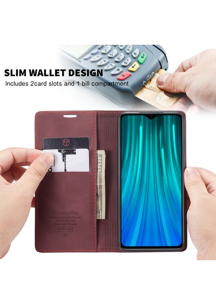 Xiaomi Redmi Note 8 Pro Için Retro Pu Deri Tpu Kart Bölmeli Manyetik Flip Standlı Kılıf (Yurt Dışından)