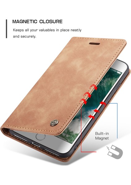 iPhone 7 Plus / 8 Plus Için Retro Pu Deri Tpu Kart Bölmeli Manyetik Flip Standlı Kılıf (Yurt Dışından) modelleri
