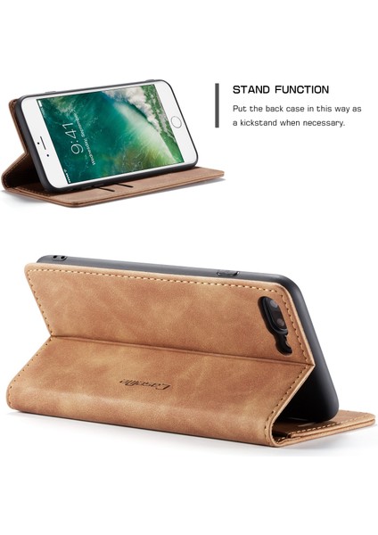 iPhone 7 Plus / 8 Plus Için Retro Pu Deri Tpu Kart Bölmeli Manyetik Flip Standlı Kılıf (Yurt Dışından) fırsatları