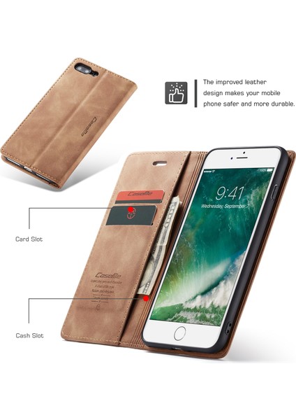 iPhone 7 Plus / 8 Plus Için Retro Pu Deri Tpu Kart Bölmeli Manyetik Flip Standlı Kılıf (Yurt Dışından) indirimleri