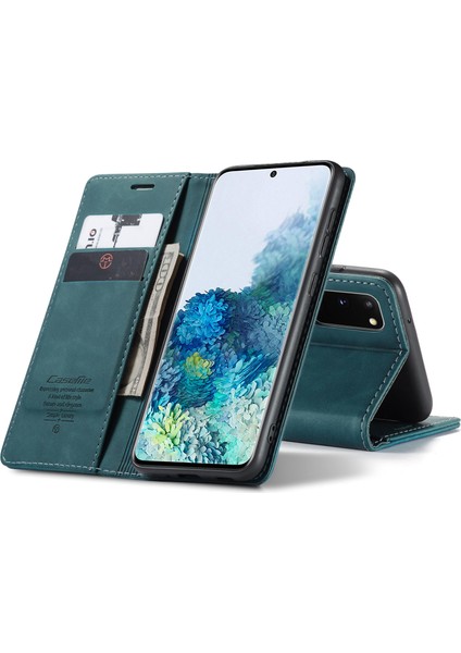 Samsung Galaxy S20 Için Retro Pu Deri Tpu Kart Bölmeli Manyetik Flip Standlı Kılıf (Yurt Dışından)