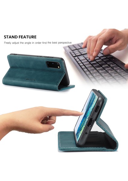 Samsung Galaxy S20 Için Retro Pu Deri Tpu Kart Bölmeli Manyetik Flip Standlı Kılıf (Yurt Dışından)