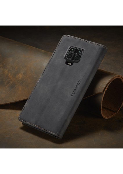 Xiaomi Redmi Note 9 Pro Için Retro Pu Deri Tpu Kart Bölmeli Manyetik Flip Standlı Kılıf (Yurt Dışından)