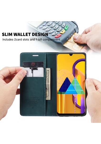 Samsung Galaxy M30S / M21 Için Retro Pu Deri Tpu Manyetik Flip Standlı Kılıf (Yurt Dışından)