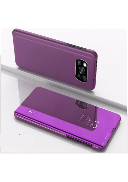 Xiaomi Poco X3 Nfc Için Aynalı Pu Deri Standlı Kılıf (Yurt Dışından)