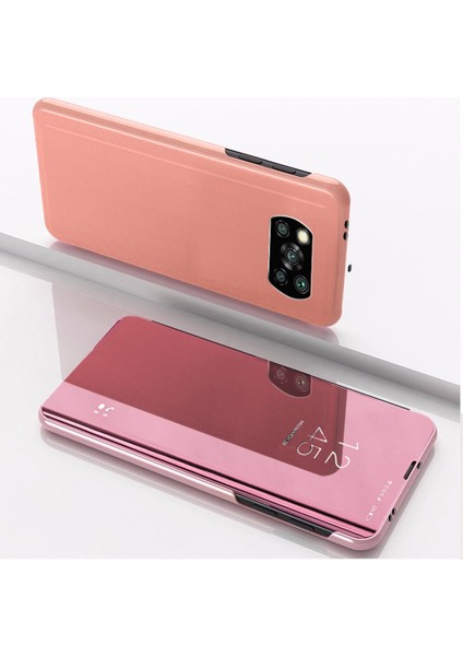 Xiaomi Poco X3 Nfc Için Aynalı Pu Deri Standlı Kılıf (Yurt Dışından)