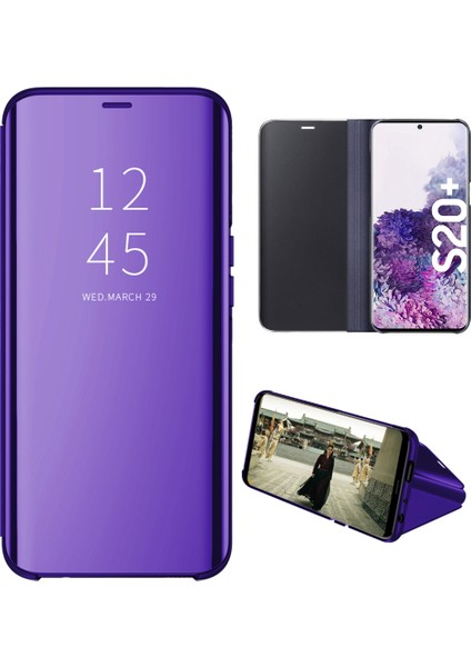 Samsung Galaxy S20 Plus Için Aynalı Pu Deri Standlı Kılıf (Yurt Dışından)