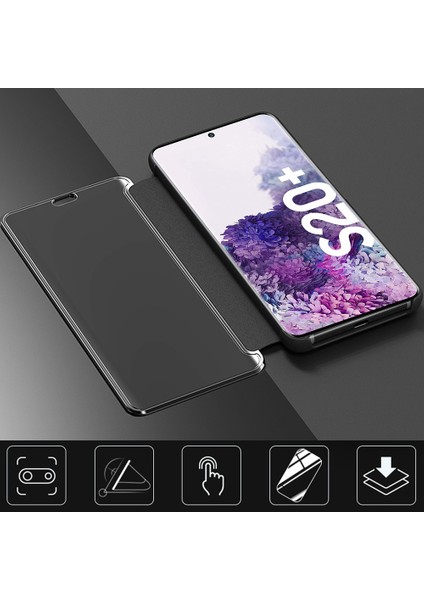 Samsung Galaxy S20 Plus Için Aynalı Pu Deri Standlı Kılıf (Yurt Dışından)