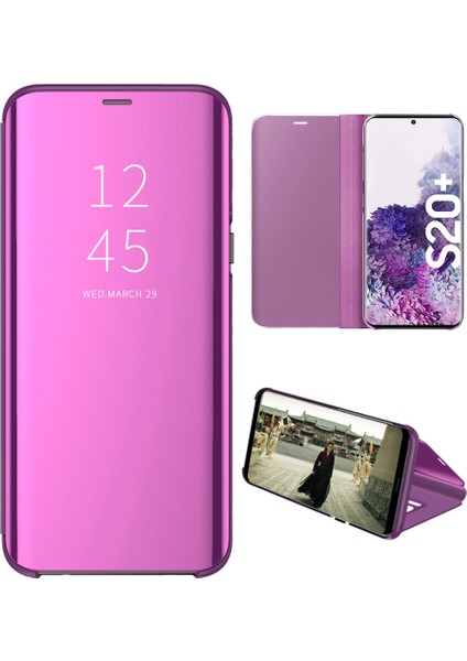 Samsung Galaxy S20 Plus Için Aynalı Pu Deri Standlı Kılıf (Yurt Dışından)